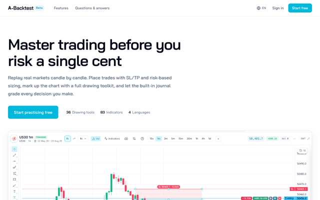 ภาพหน้าเว็บ Free Forex & Crypto Backtesting Tool
