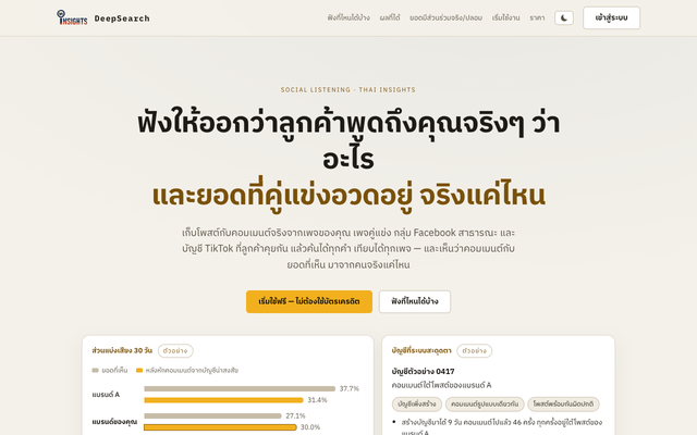 ภาพหน้าเว็บ DeepSearch