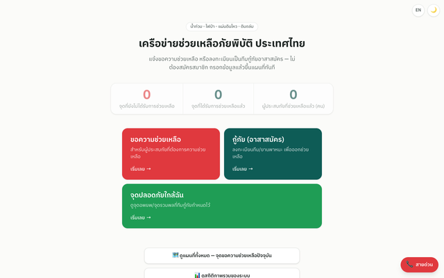 ภาพหน้าเว็บ ขอความช่วยเหลือภัยพิบัติ