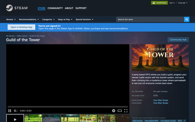 ภาพหน้าเว็บ Guild of the Tower on Steam
