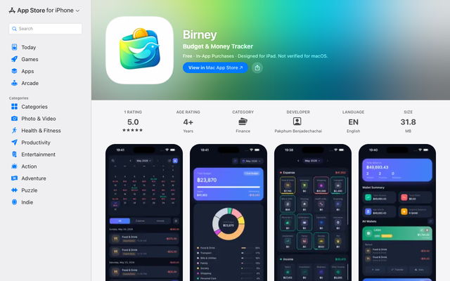 ภาพหน้าเว็บ ‎Birney App - App Store