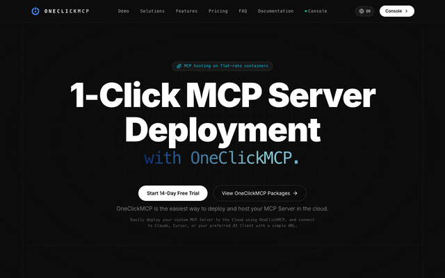 ภาพหน้าเว็บ OneClickMCP