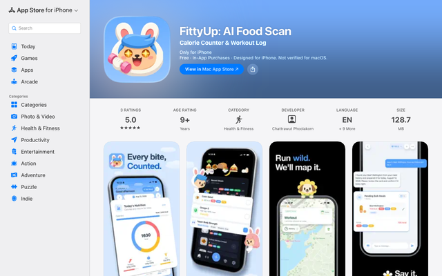 ภาพหน้าเว็บ ‎Fitty Up App - App Store