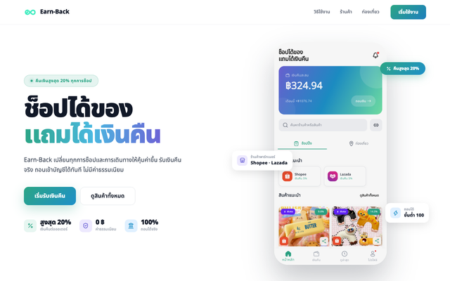 ภาพหน้าเว็บ ช็อปได้ของ แถมได้เงินคืน