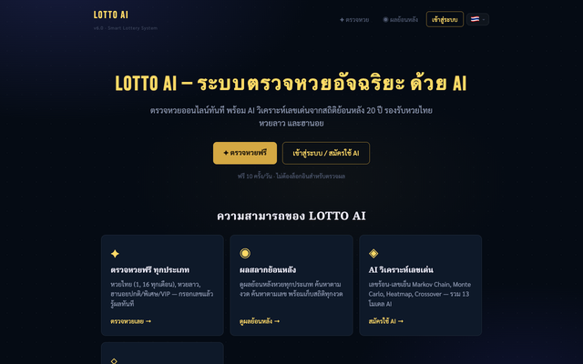 ภาพหน้าเว็บ LOTTO AI