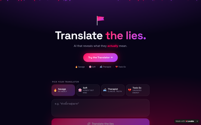 ภาพหน้าเว็บ Red Flag Translator