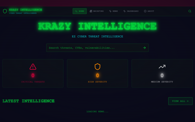 ภาพหน้าเว็บ Krazy Intelligence - Cyber Threat Intelligence