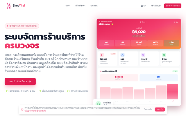ภาพหน้าเว็บ ShopThai - Business Management for Salons & Barber Shops