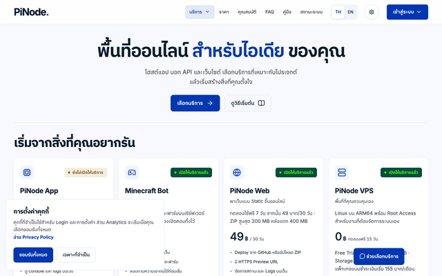 ภาพหน้าเว็บ PiNode - Premium Micro Scale VPS