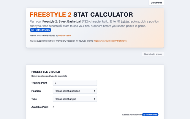 ภาพหน้าเว็บ Freestyle 2 Stat Calculator